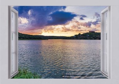 Open window view lake