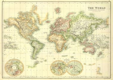 1872 World map