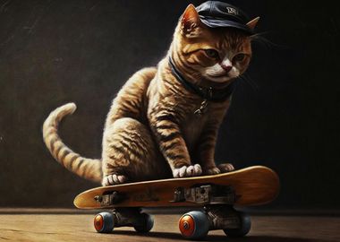 Cat on a skateboard