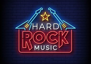 Hard Rock Music Neon Sign