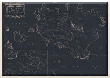 Old vintage map of Ischia