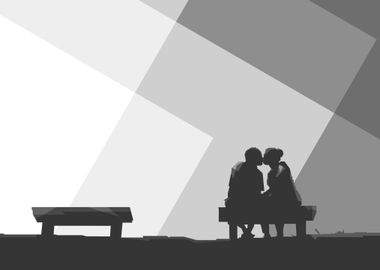 Couple Kiss Grayscale