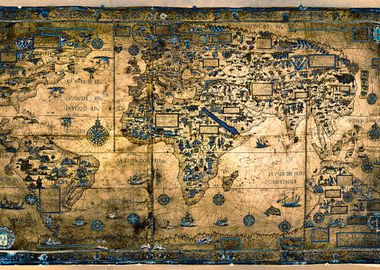 Vintage old gold world map