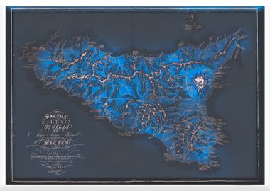 Vintage glowing Sicily map