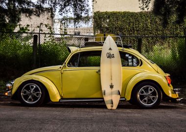 VW Beetle and surfing