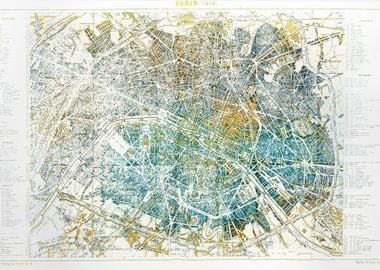 Vintage glowing Paris map