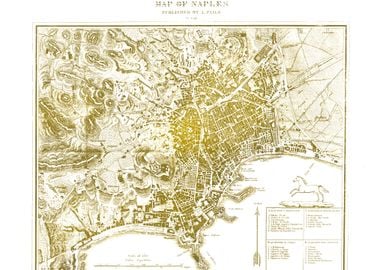 Vintage white Naples map