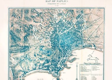 Vintage white Naples map