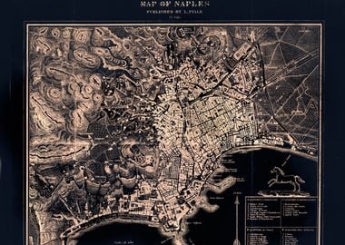 Vintage black Naples map