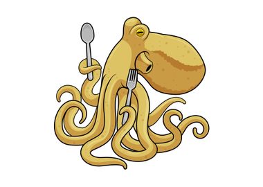 Octopus Eating Spoon Fork