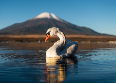 Swan in Mount Fuji