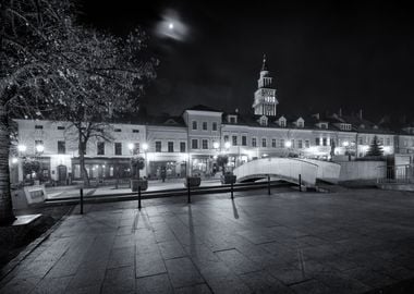 Night city, B&W, Poland