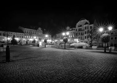 Night city, B&W, Poland