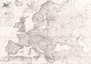 Europe white vintage map