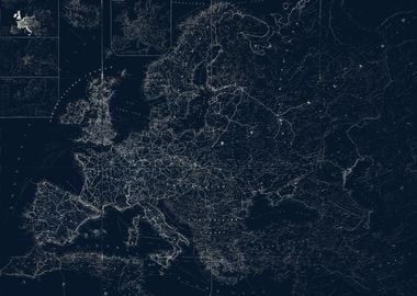 Europe glowing vintage map