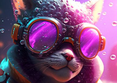 Bubble Art Glasses Cat