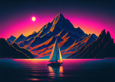 Synthwave Sailing Ship 54