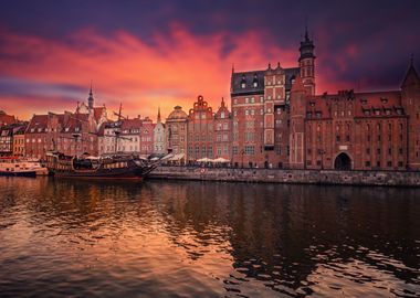 Gdansk in the setting sun