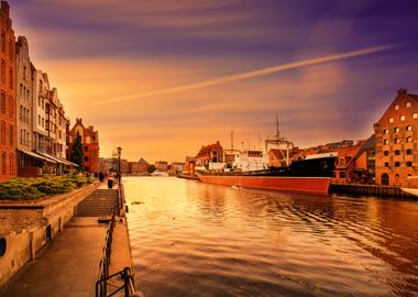 Gdansk in the setting sun