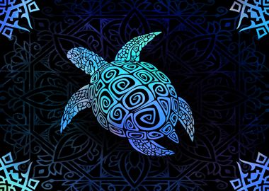 Blue mandala Turtle