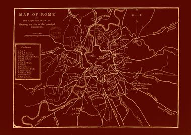 Rome Vintage red old map