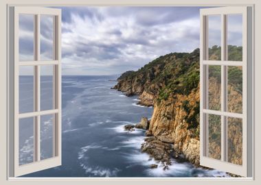 Window view sea landscape