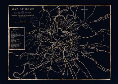 Rome vintage black old map