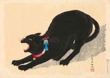 Ukiyo e A Black Cat