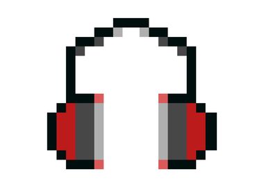 Pixel art headphones front