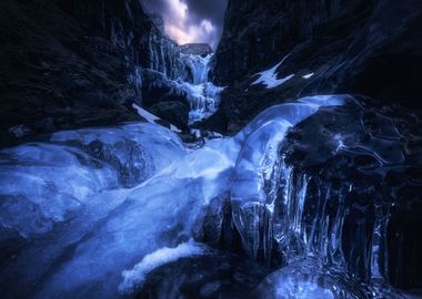 Moody Frozen Waterfall