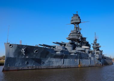 Battleship in port