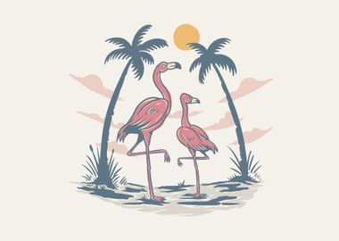 Flamingo in Summer Paradis