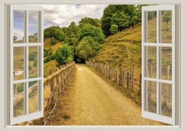 Window view road landscape