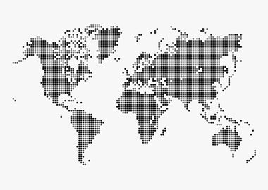 World Map Black and White