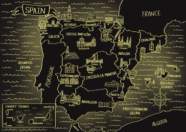 Glowing Map of Spain