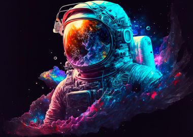 Astronaut in galaxy helmet