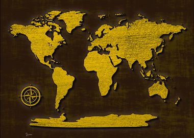 Gold World Map