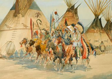 Armed Indians On Horses