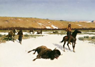 Indians Hunting Bison