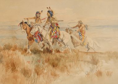 Indian Warriors On Horses