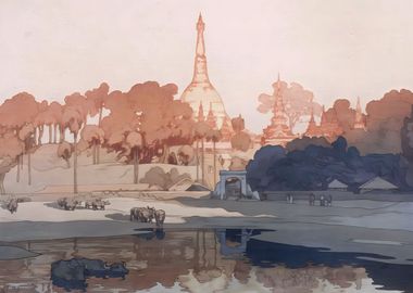 Ukiyo e The golden pagoda