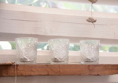 Glasses wooden shelf