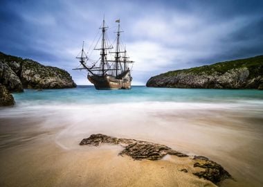 Old sailboat in a bay