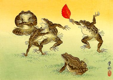 Ohara Koson Japanese Frogs