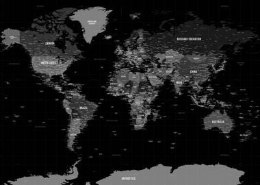 Black World Map