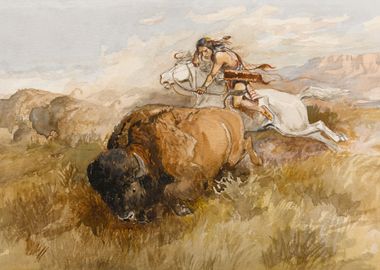 Indian Hunting Bison