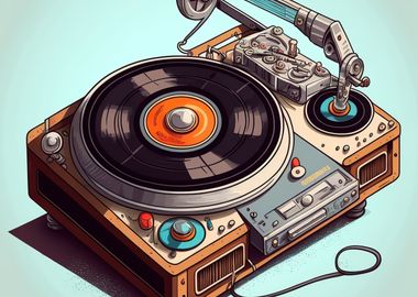 Vinyl record playing music