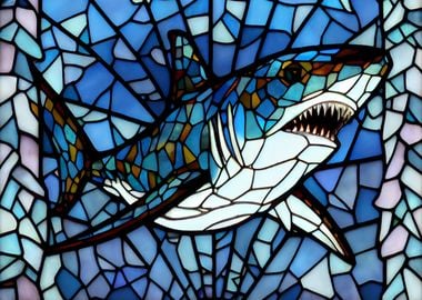 Shark Stained Glass Style