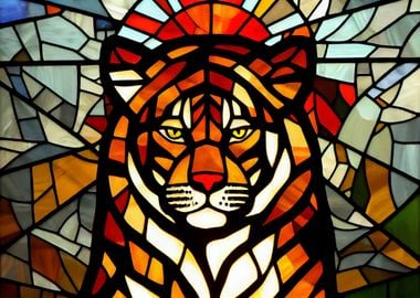 Tiger Stained Glass Style