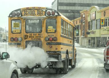 School Bus in winter scene